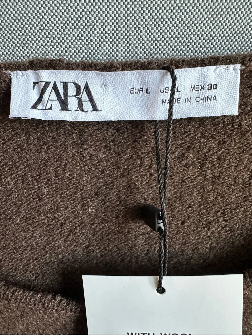 Zara NWT Wool Yak Blend Cropped Cardigan Size L Brown Thumbhole Sleeve